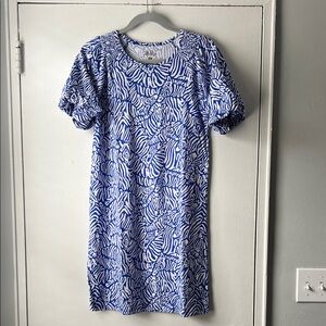 Blue and White Patterned Women's Dress